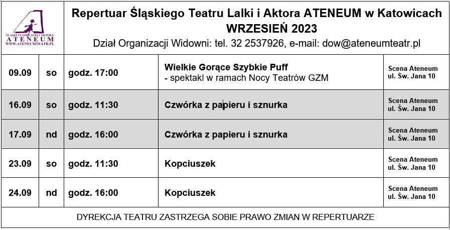 Repertuar Teatru Ateneum na wrzesień. Zobacz, co będzie się działo!