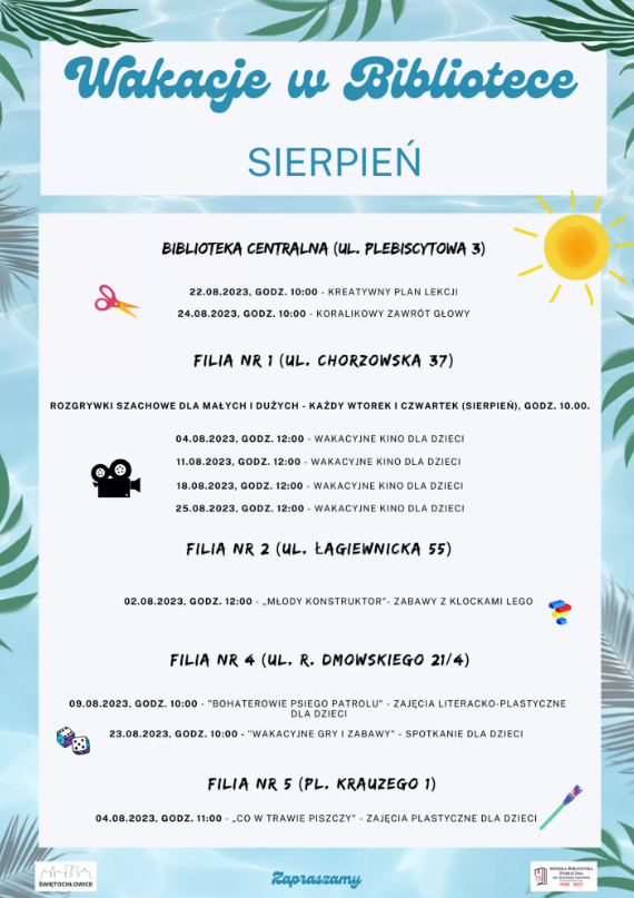 Sierpień w świętochłowickiej bibliotece. Poznaj program!