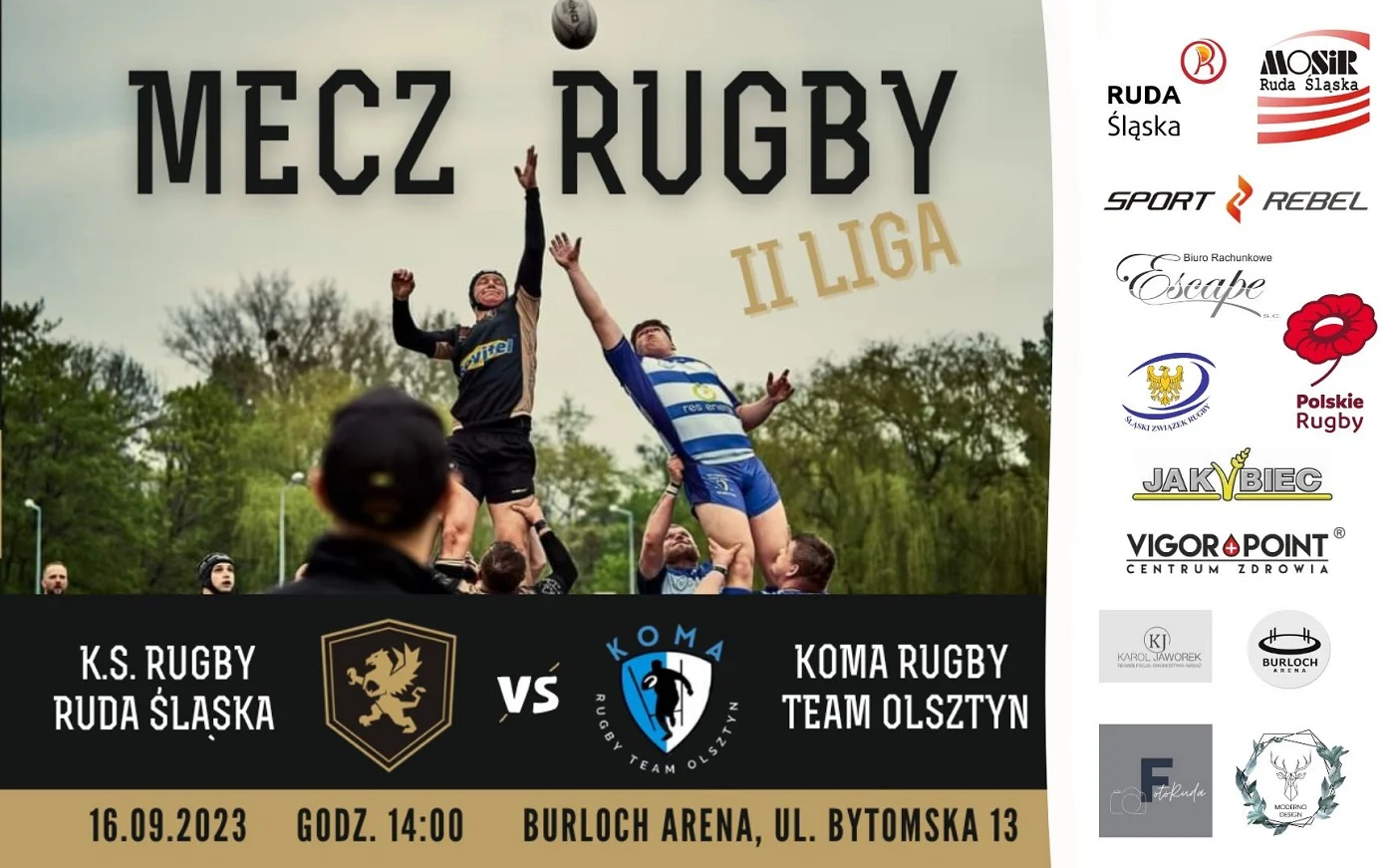 Wielkie starcie na Burloch Arenie: K. S. Rugby Ruda Śląska vs Koma Rugby Team Olsztyn