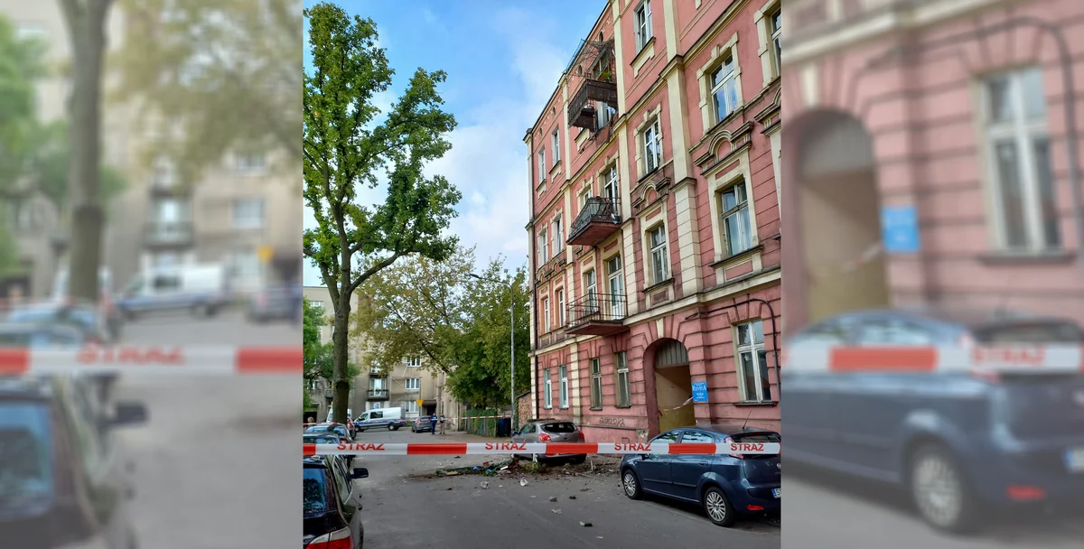 Dramat w centrum Sosnowca. Z budynku oderwał się balkon, na którym były dwie osoby!