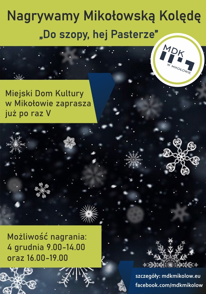 Miejski Dom Kultury już po raz 5. zaprasza do nagrania Mikołowskiej Kolędy!