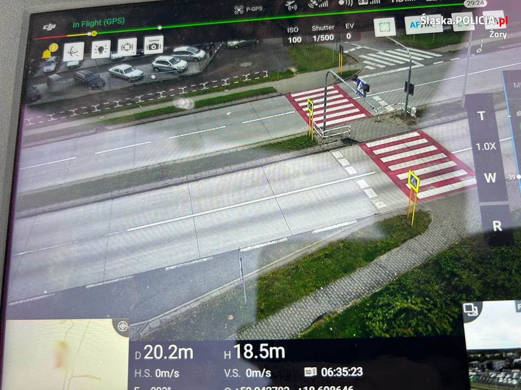 Policyjny dron czuwał na żorskich drogach. Mundurowi odnotowali kilka zdarzeń