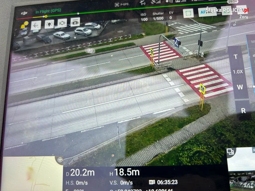 Policyjny dron czuwał na żorskich drogach. Mundurowi odnotowali kilka zdarzeń