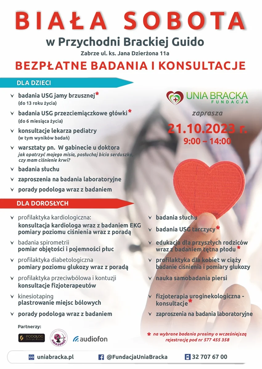 Bezpłatne badania dla dorosłych i dzieci podczas Białej Soboty w Zabrzu