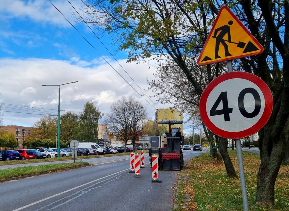 Ulica Dmowskiego w Tychach w remoncie