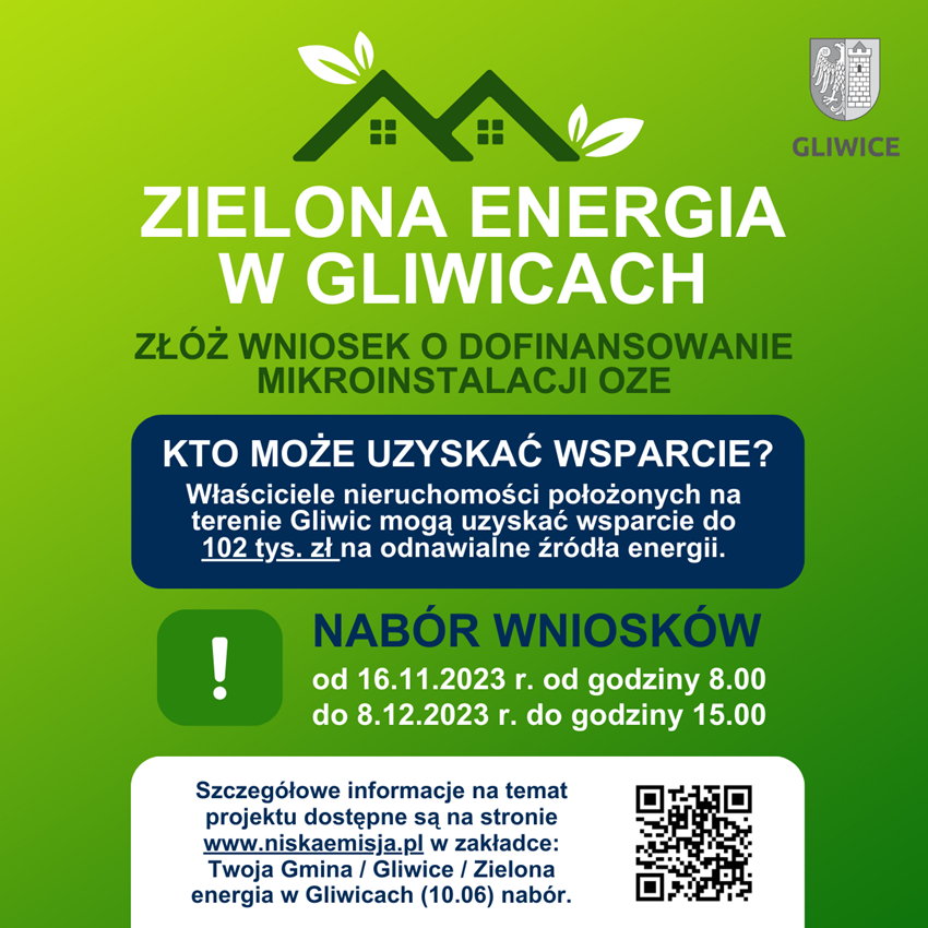 Zielona energia w Gliwicach. Nowy program grantowy, nowy nabór!