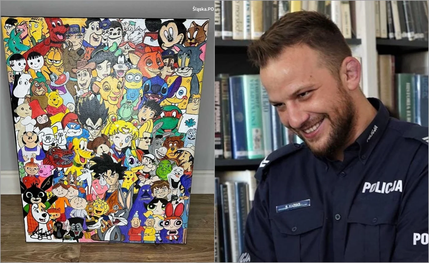 Bajkowy obraz policjanta w walce o zdrowie dzieci! Trwa licytacja