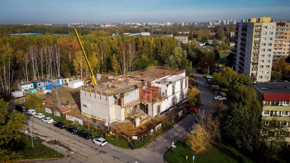 Intensywne prace na placu budowy MDK Witosa w Katowicach