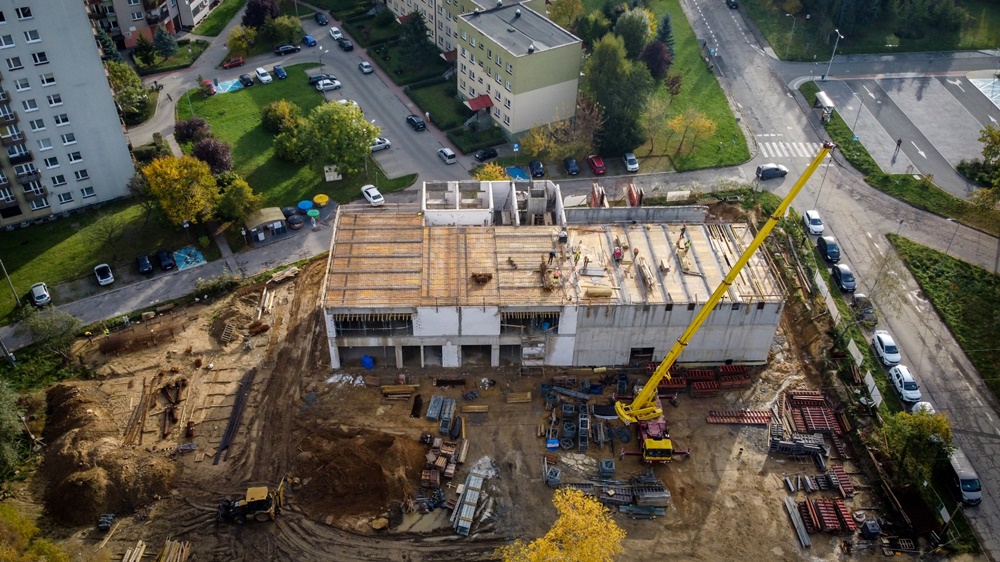 Intensywne prace na placu budowy MDK Witosa w Katowicach