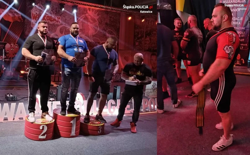 Katowicki policjant aż 4-krotnie stanął na podium w wyciskaniu sztangi leżąc!