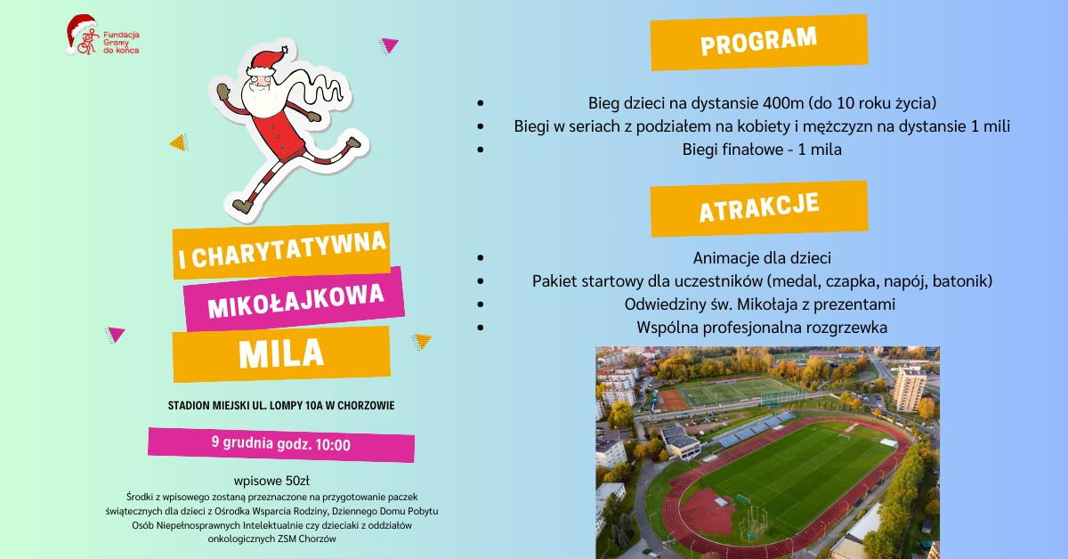 Przed nami I Charytatywna Mila Mikołajkowa! Chorzowianie pobiegną w szczytnym celu