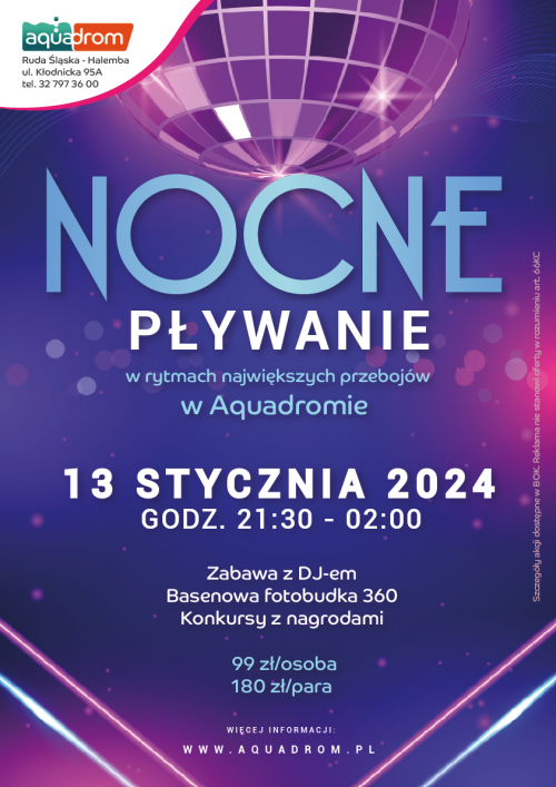 Nocne pływanie z DJ-em w Aquadromie!