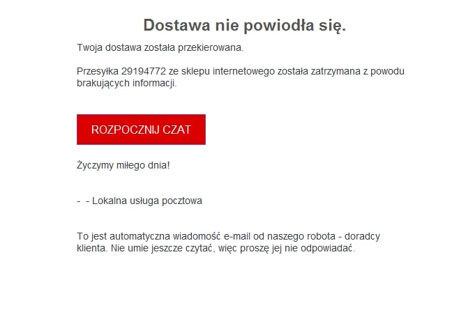 Policja ostrzega: Uwaga na wiadomości "dostawa nie powiodła się"!