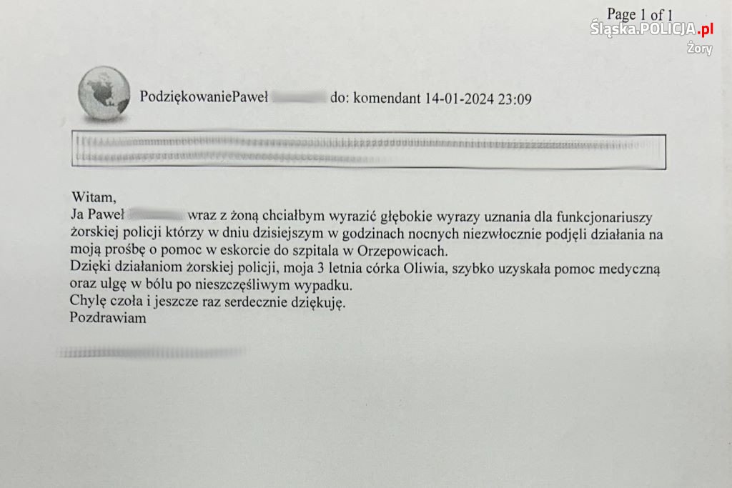 Policjanci eskortowali do szpitala dziecko wymagające natychmiastowej pomocy lekarskiej