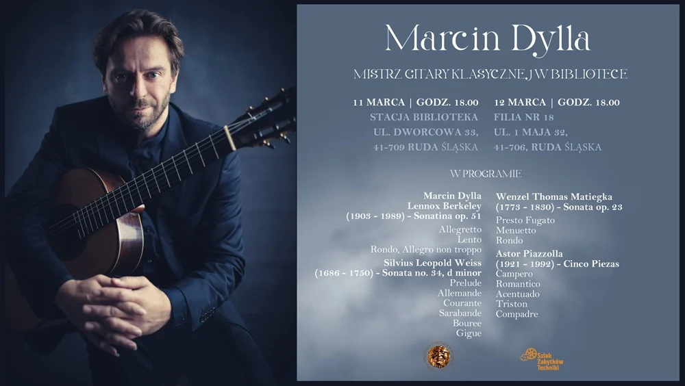 Marcin Dylla - mistrz gitary klasycznej - wystąpi w Rudzie Śląskiej