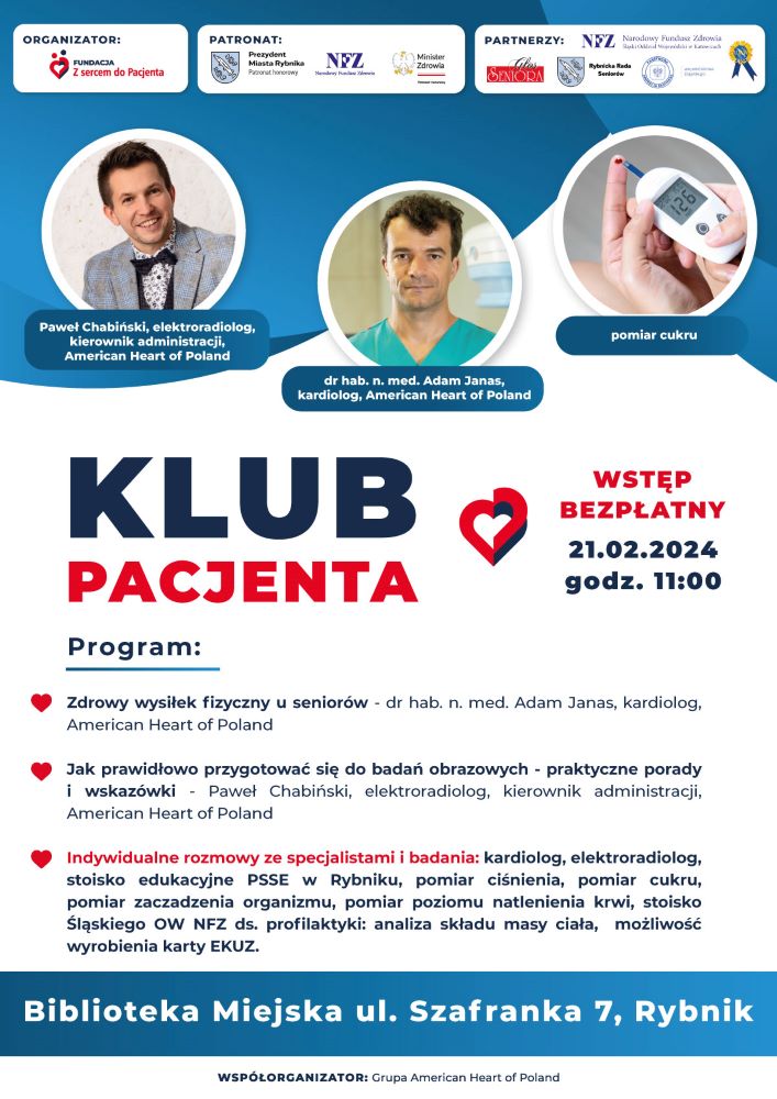 Bezpłatne spotkanie edukacyjno-zdrowotne w Klubie Pacjenta "Z sercem do Pacjenta"!