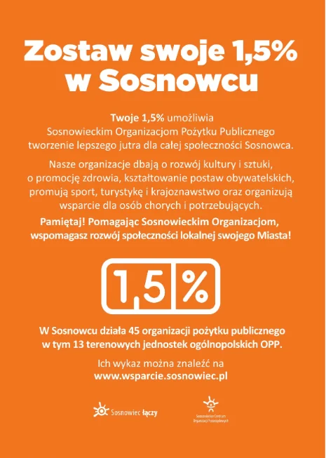 Zostaw swoje 1,5% podatku w Sosnowcu!