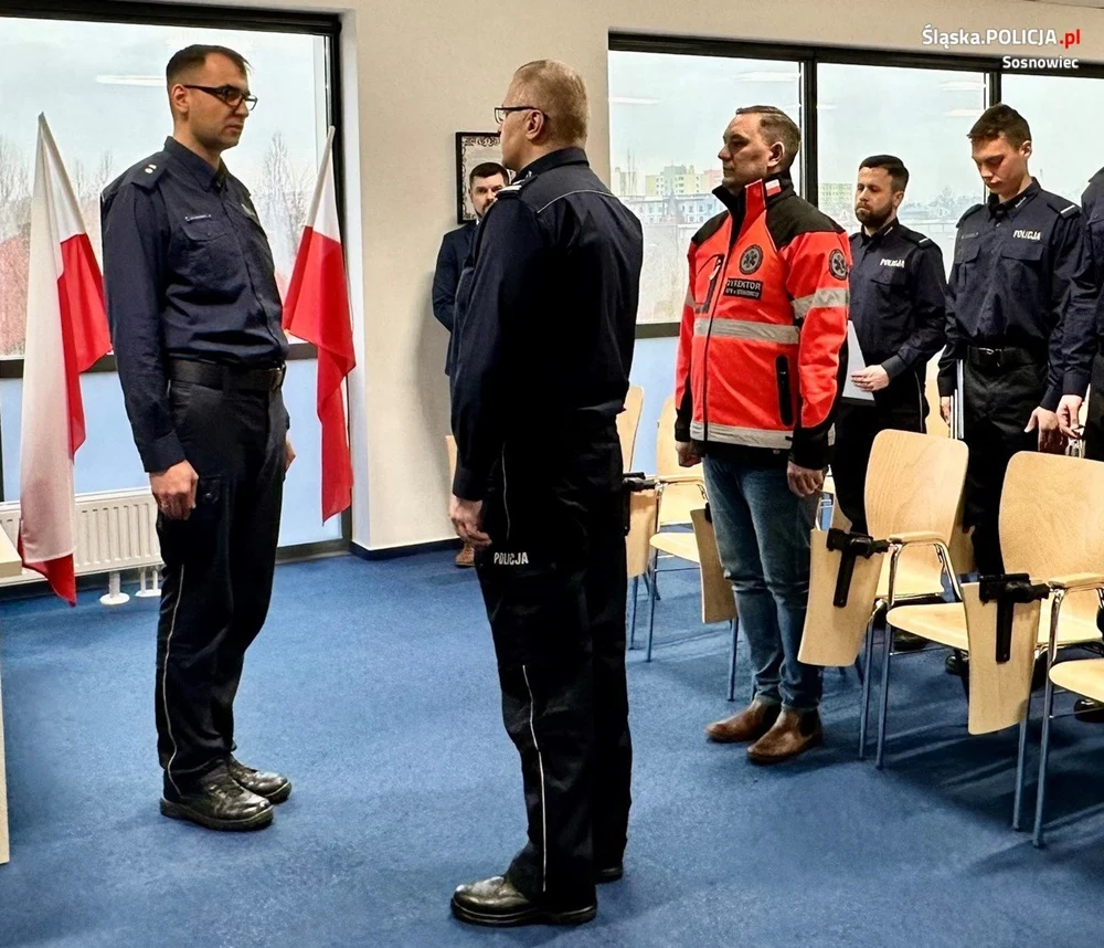 Sosnowieccy policjanci zostali wyróżnieni za uratowanie życia