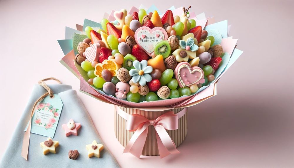 Bukiety jadalne na baby shower czyli słodki akcent dla przyszłej mamy