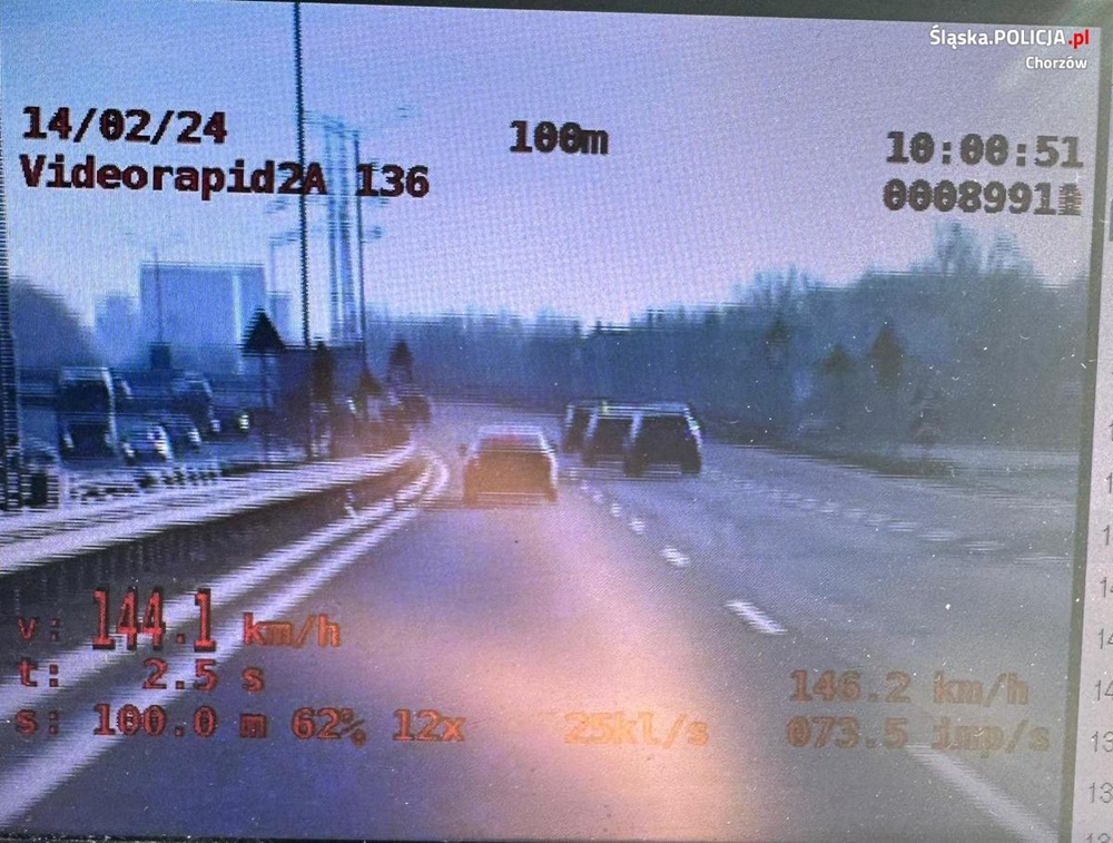 Znacząco przekroczyli prędkość. W kamerze chorzowskiego wideorejestratora