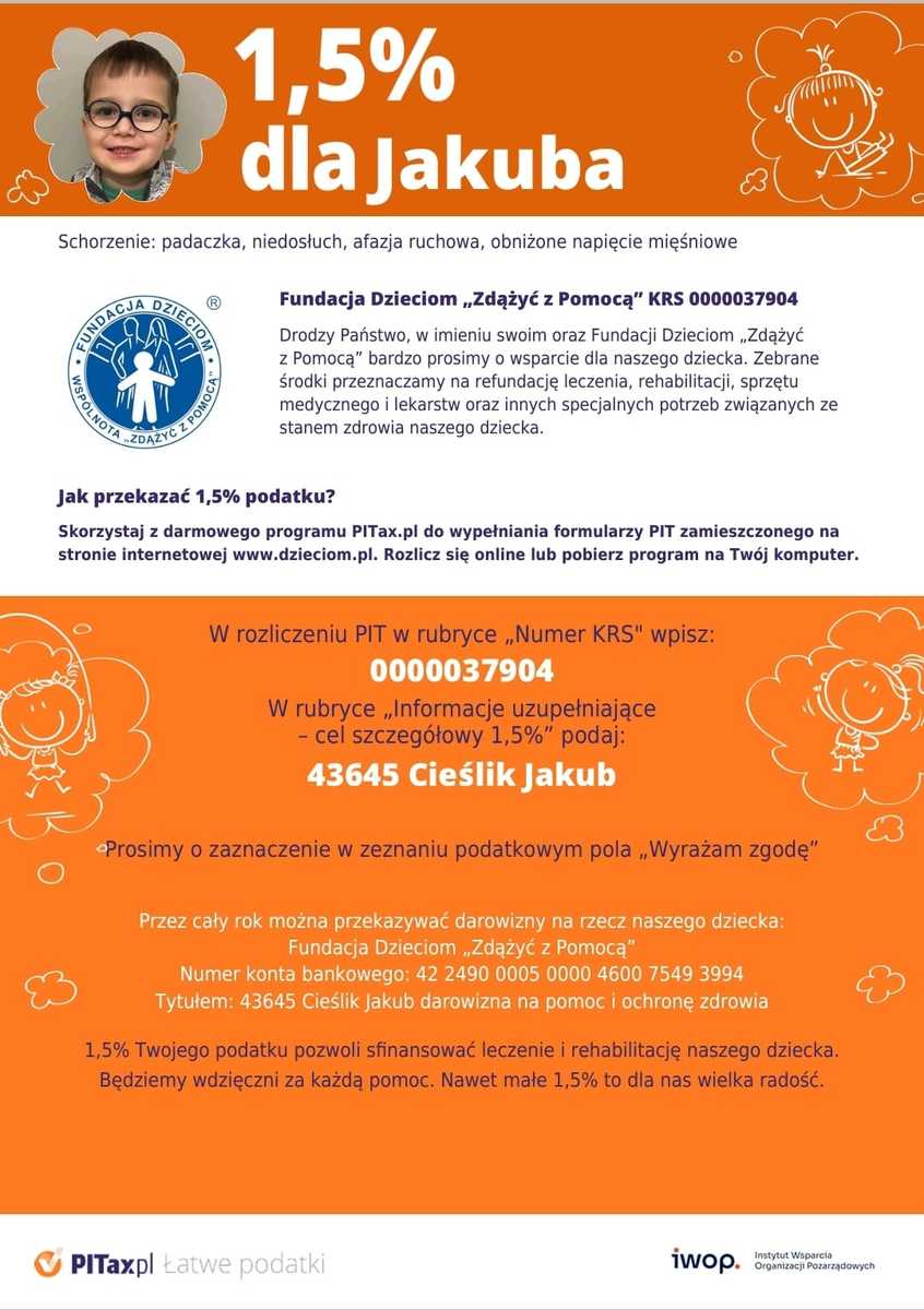 Przekaż swoje 1,5% dla syna chorzowskiego policjanta!