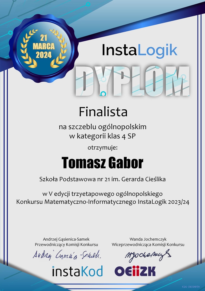Młody chorzowianin finalistą ogólnopolskiego Konkursu Matematyczno-Informatycznego