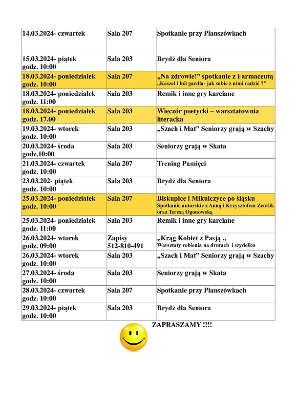 Propozycje Centrum Aktywności Senioralnej na spędzenie marcowych dni w Zabrzu
