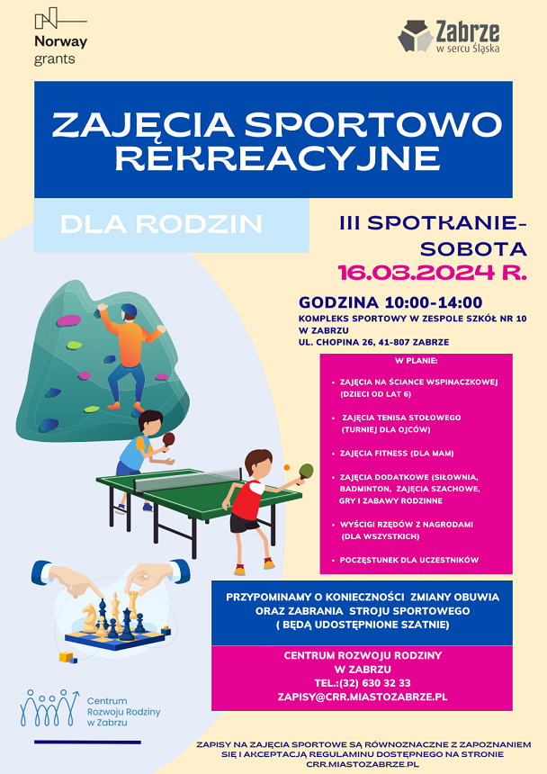 Centrum Rozwoju Rodziny zaprasza na zajęcia sportowo-rekreacyjne