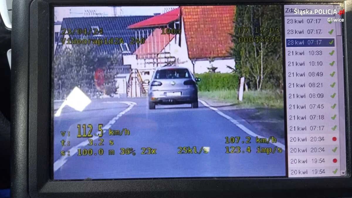 Trachy- kierowca pędził ponad 110km/h