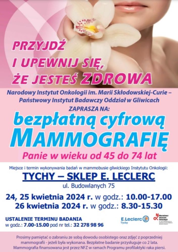 Mammobus gliwickiego Instytutu Onkologii w Tychach! Zaproszone są panie od 45 do 74 r.ż