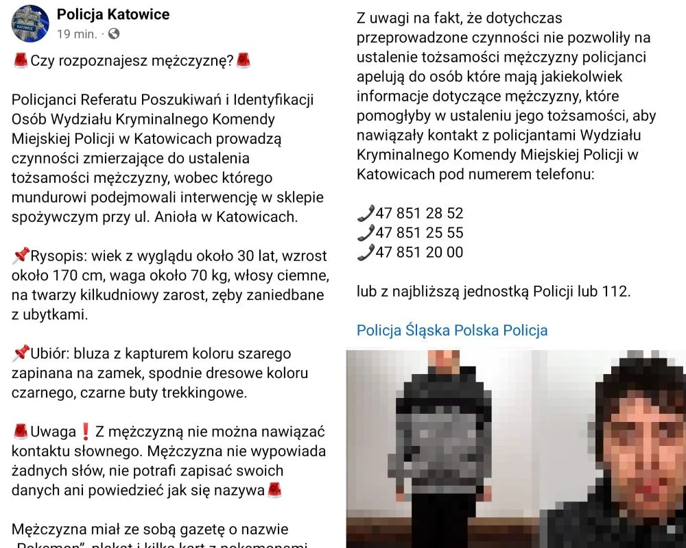 Tyscy strażnicy miejscy zidentyfikowali znalezionego przez policjantów mężczyznę