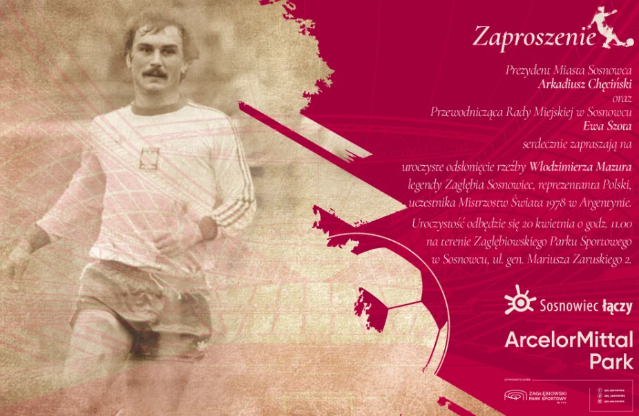 Odsłonięcie rzeźby Włodzimierza Mazura - legendy piłkarskiego Zagłębia