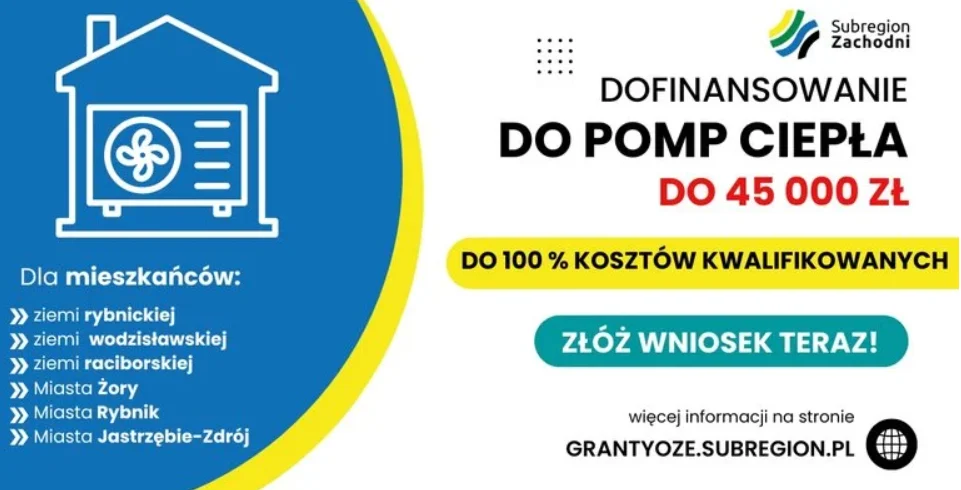 Żory: Zdobądź dofinansowanie do 100% kosztów na montaż pompy ciepła!