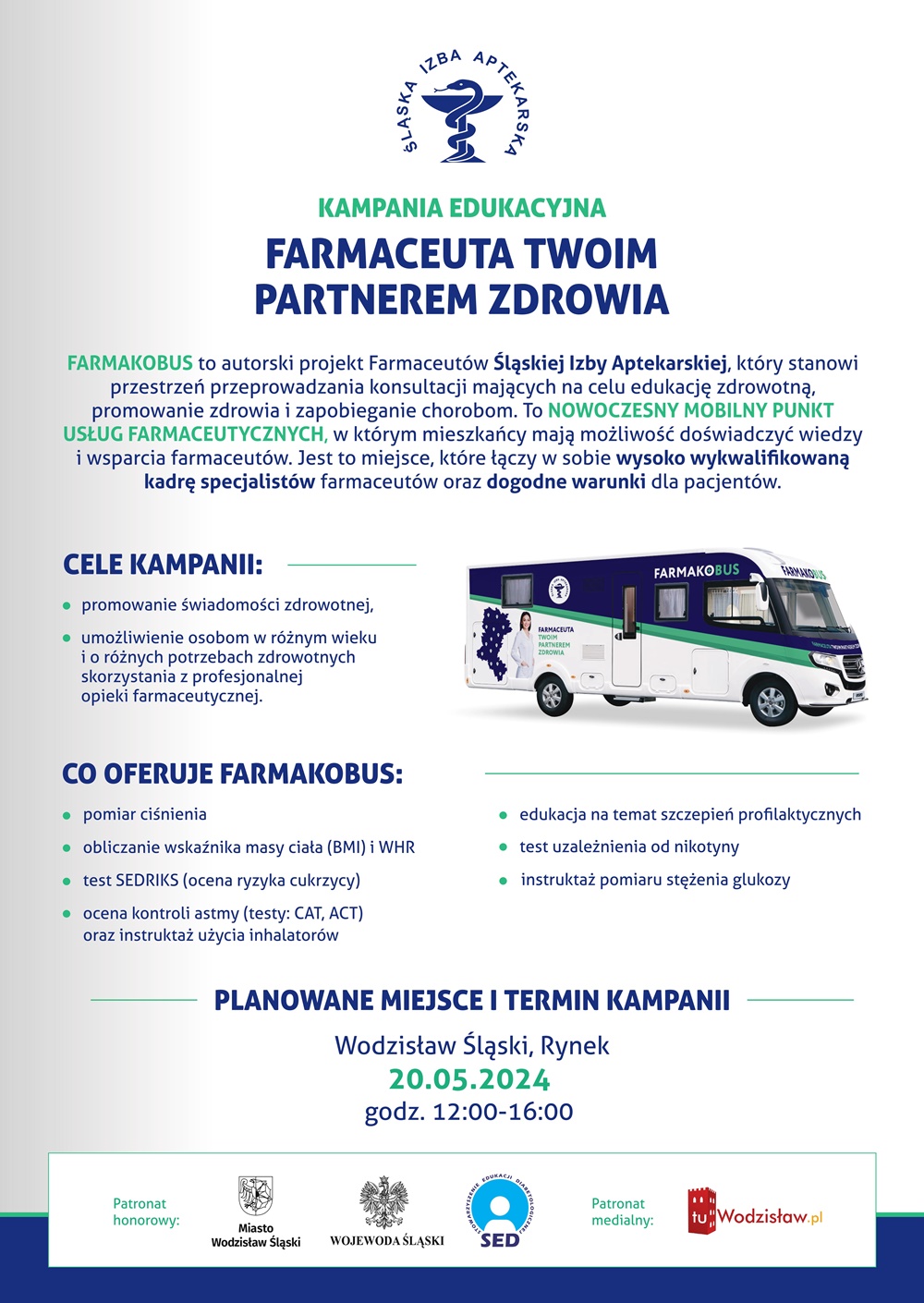20 maja w mieście pojawi się Farmakobus. Darmowe badania dla chętnych