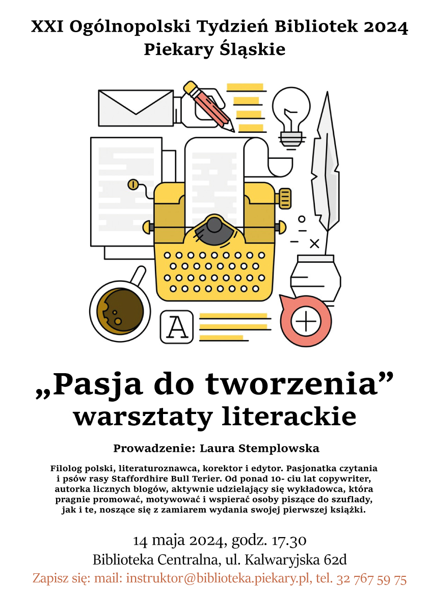 Warsztaty literackie dla dorosłych podczas Ogólnopolskiego Tygodnia Bibliotek