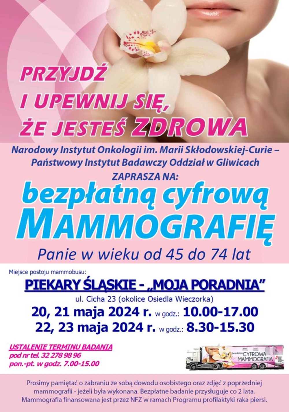 Piekary Śląskie: Bezpłatna mammografia w dniach 20-23 maja