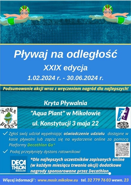 MOSiR Mikołów: Trwa XXIX edycja akcji "Pływaj na odległość"
