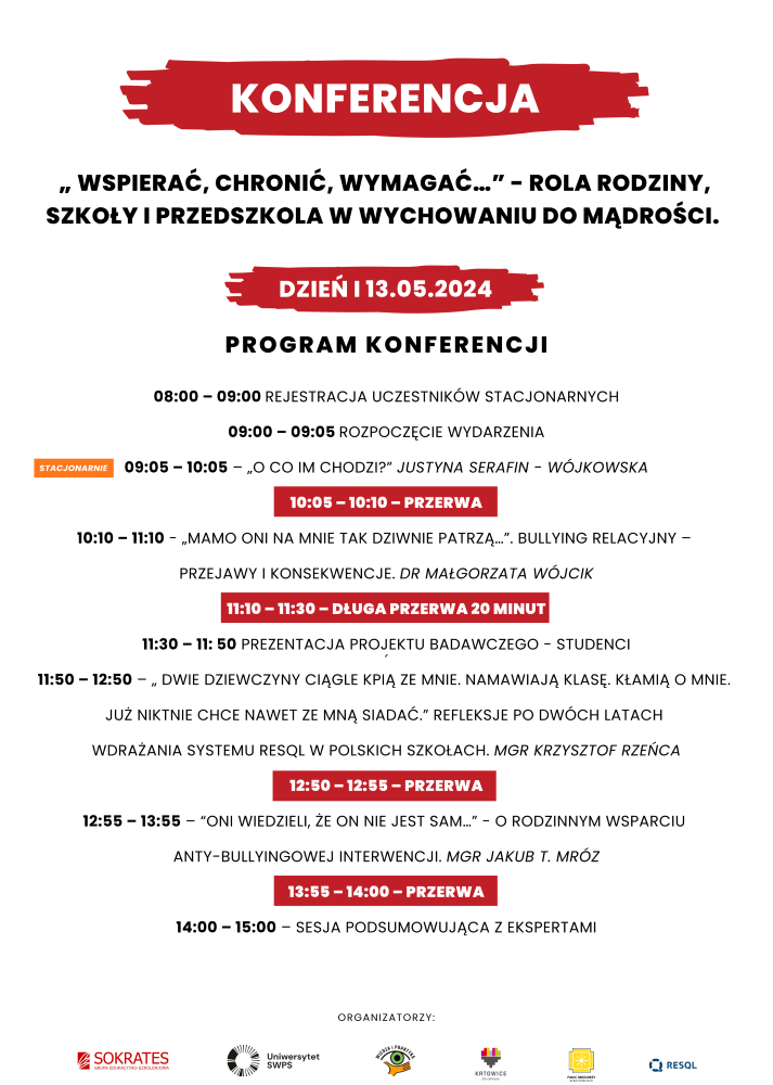 13 i 17 maja w Pałacu Młodzieży odbędzie się konferencja dotycząca ochrony dzieci!