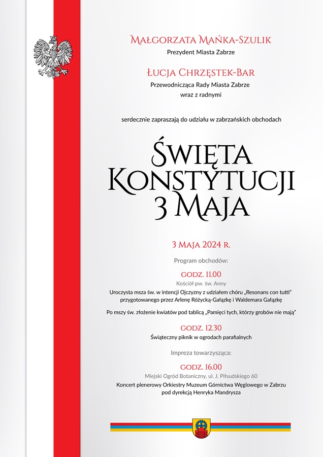Obchody Narodowego Święta Konstytucji 3 Maja w Zabrzu