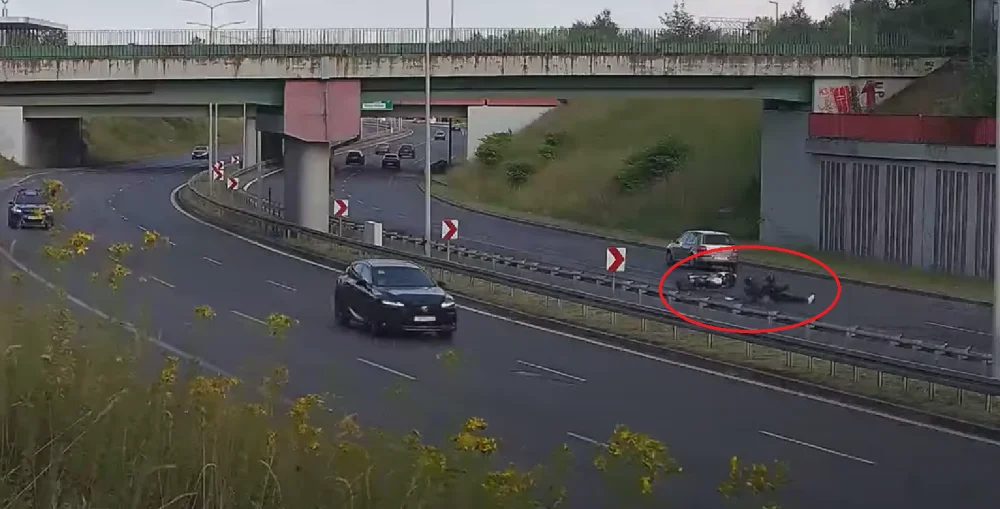 Kolizja z udziałem motocykla na DTŚ! [AKTUALIZACJA]