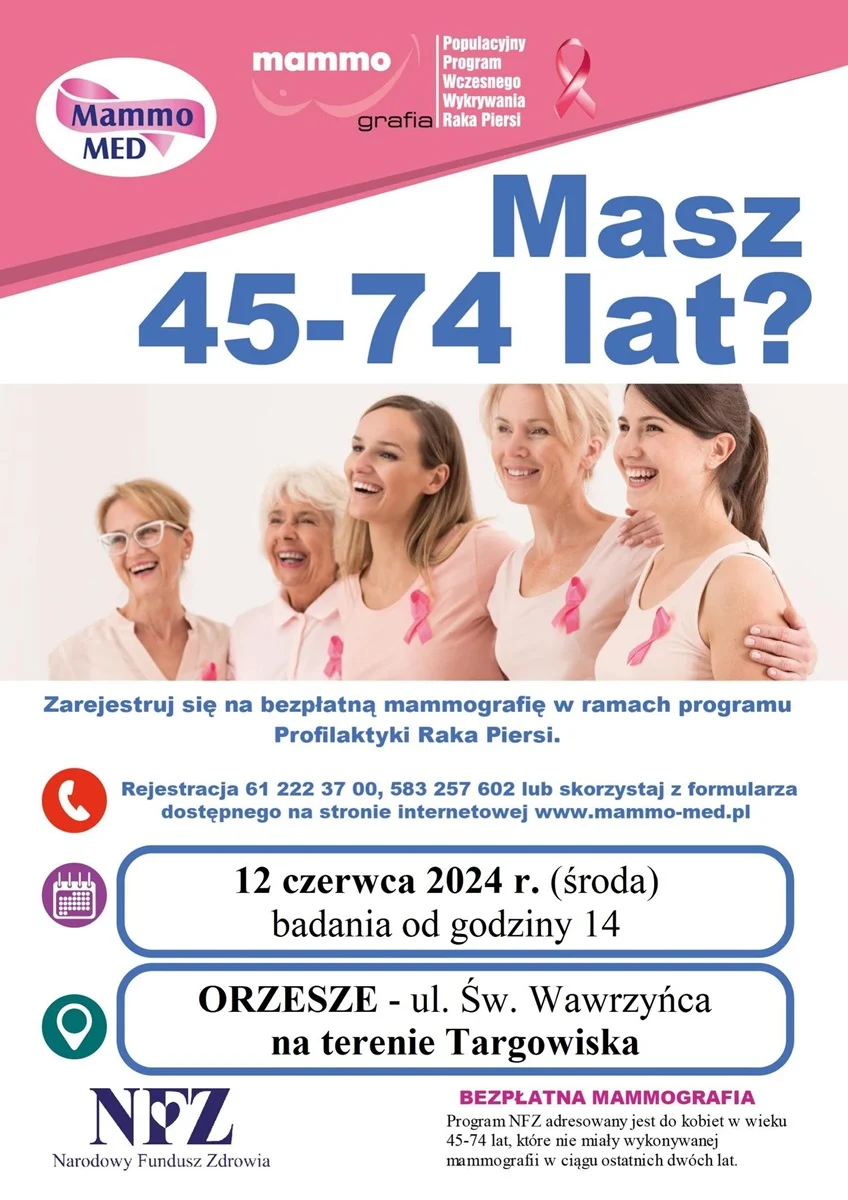 Mobilne badania mammograficzne - 12 czerwca na Targowisku Miejskim
