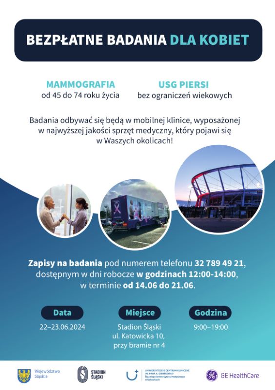 Mobilna klinika pod Stadionem Śląskim! Zrób mammografię i USG piersi za darmo