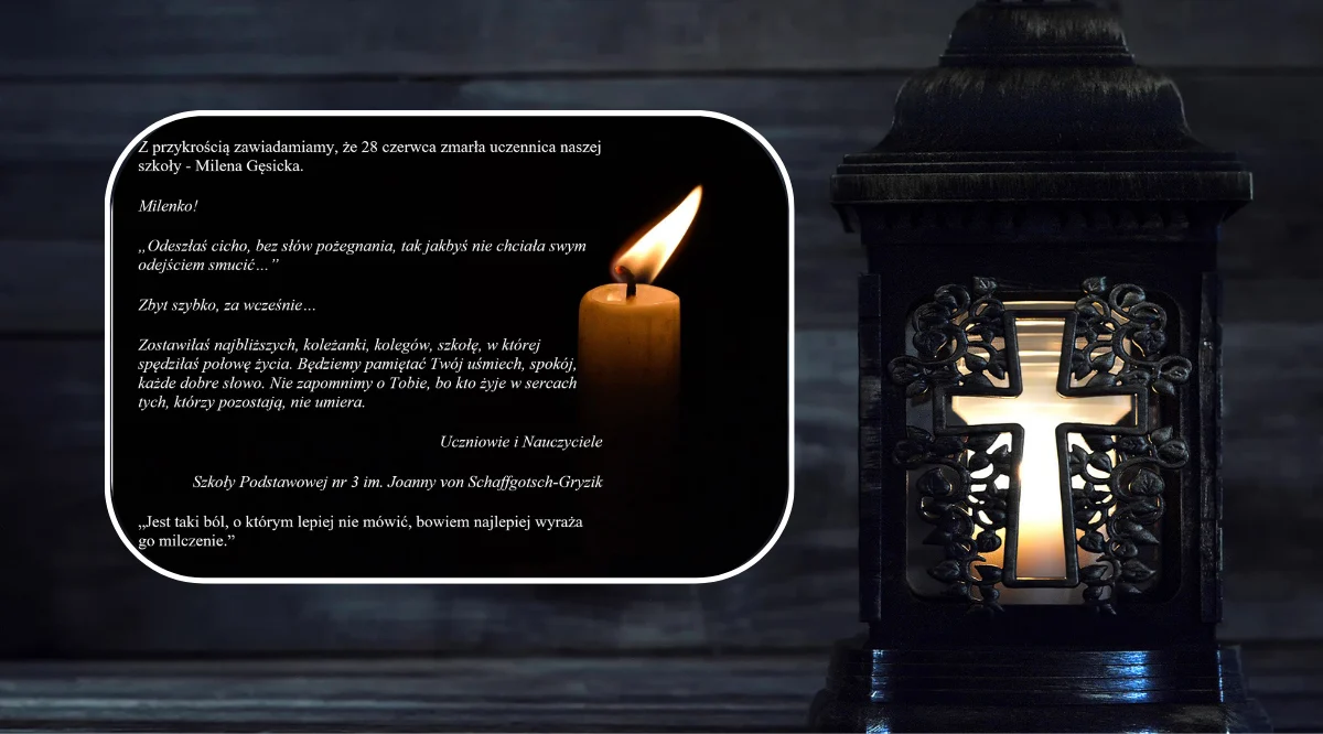 Uczniowie i nauczyciele Szkoły Podstawowej nr 3 żegnają tragicznie zmarłą Milenę