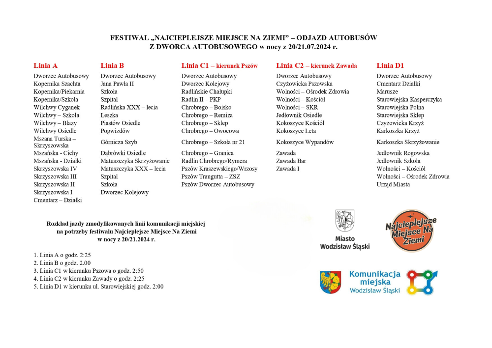 Darmowe autobusy dla uczestników Festiwalu „Najcieplejsze Miejsce na Ziemi”