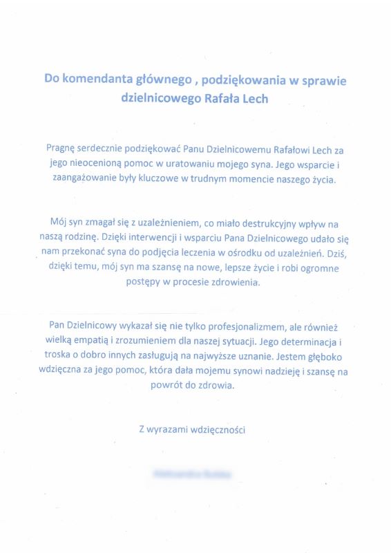 Chorzowski dzielnicowy pomógł uzależnionemu. Podziękowała mu wzruszona matka chłopaka