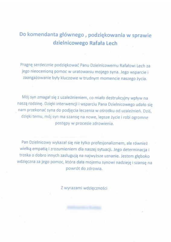Chorzowski dzielnicowy pomógł uzależnionemu. Podziękowała mu wzruszona matka chłopaka