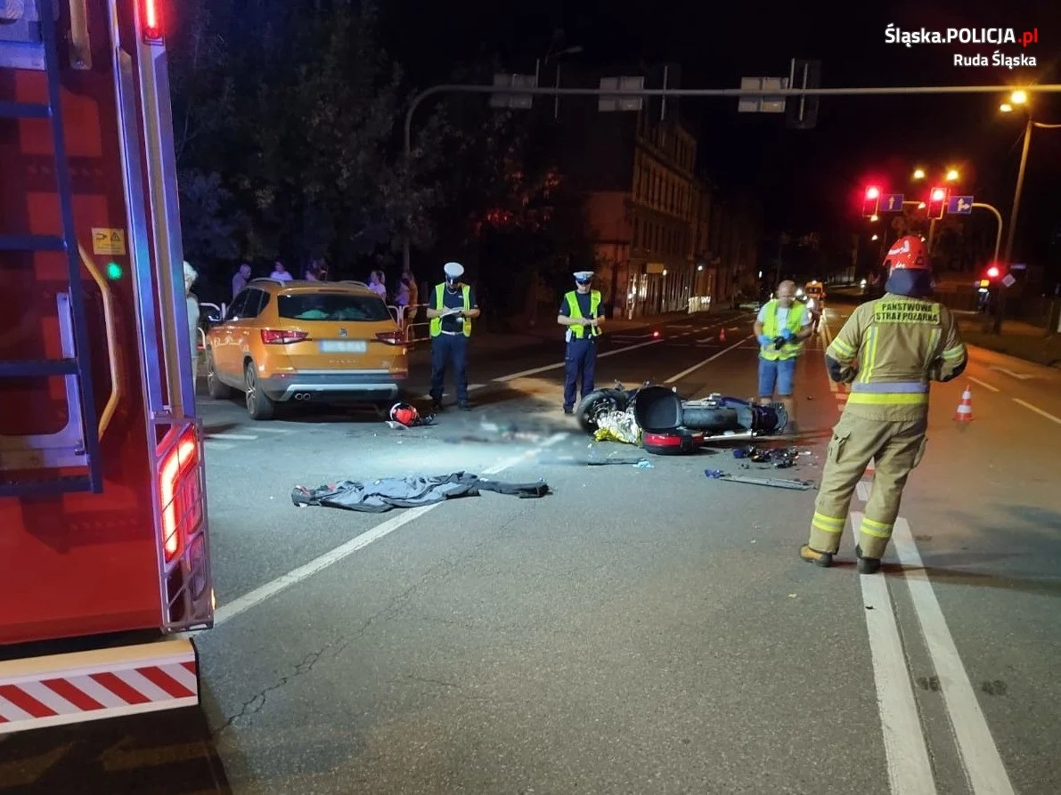 [AKTUALIZACJA] Groźny wypadek w Wirku! Motocyklista w ciężkim stanie trafił do szpitala