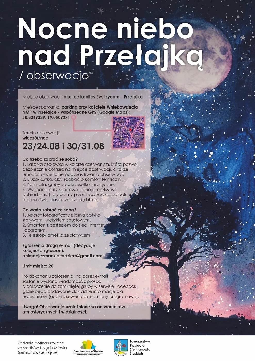 Nocne obserwacje nieba z Towarzystwem Przyjaciół Siemianowic