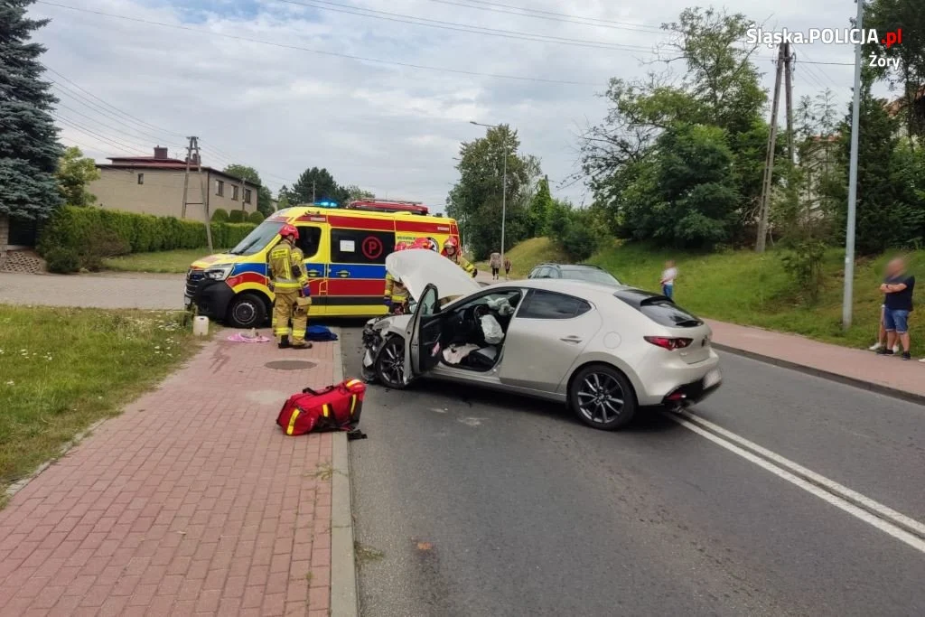 Czołowe zderzenie na Wodzisławskiej. Pies rasy york poszkodowany!
