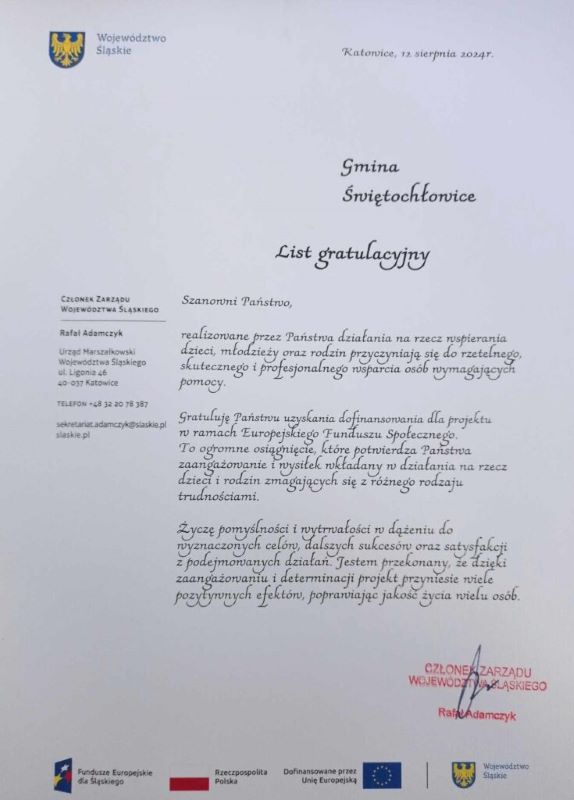 Ponad pół miliona złotych dofinansowania na projekt "Drogowskaz Rodzina"!